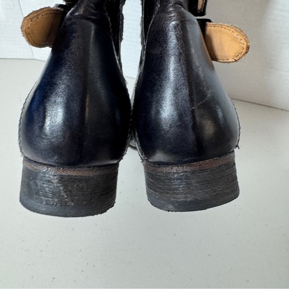 Bed Stu Black Leather Western Double Buckle Italian Made Ankle Boots Size 8.5 - Picture 10 of 16